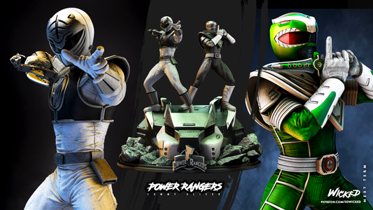 Power Rangers White & Green Rangers Diorama