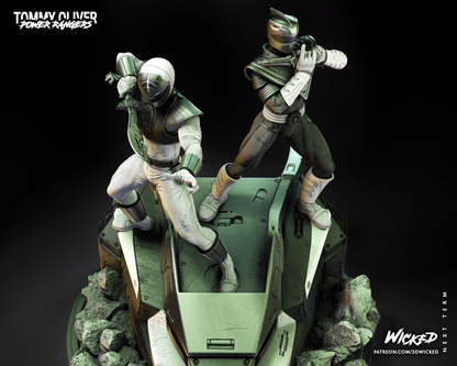 Power Rangers White & Green Rangers Diorama