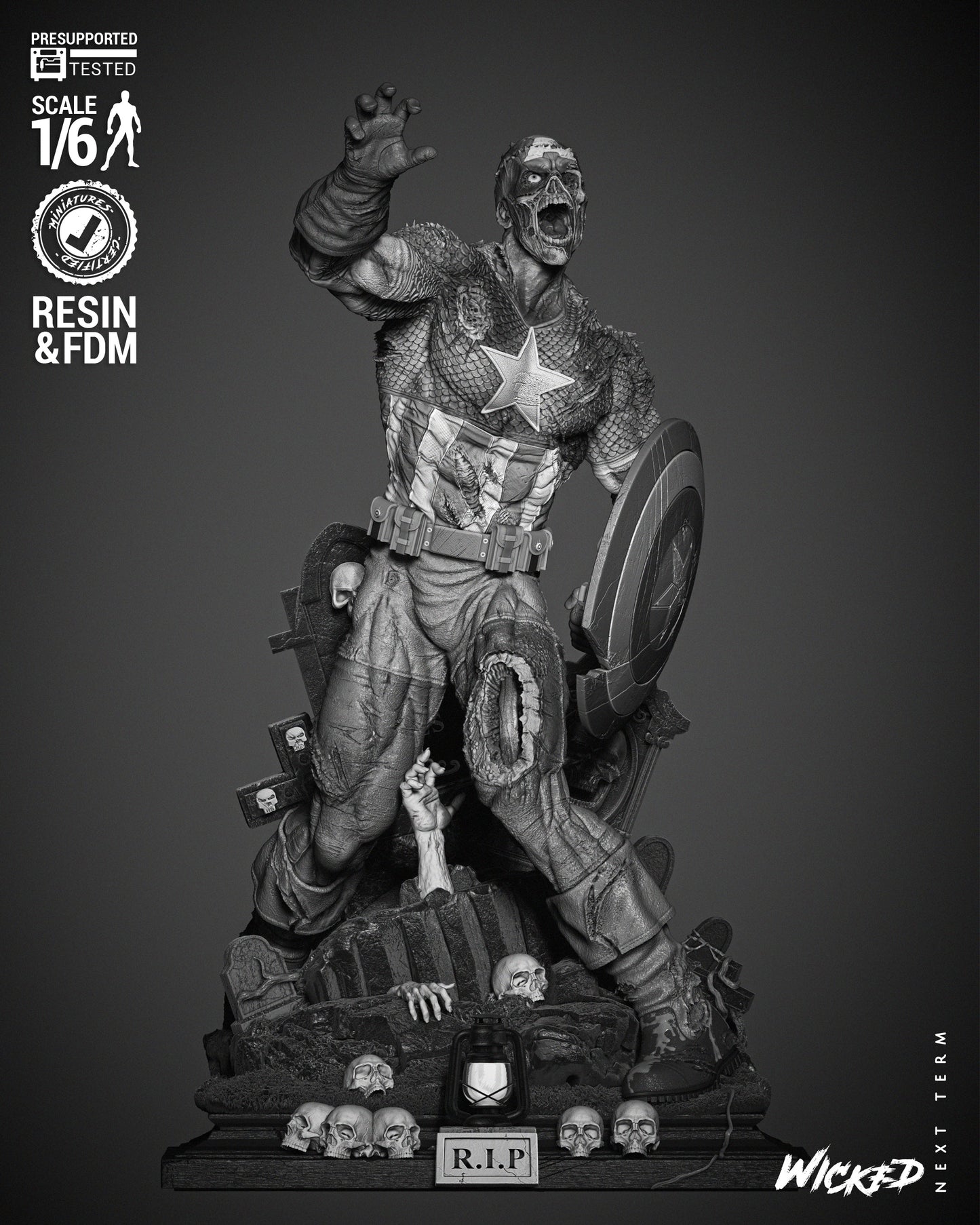 Captain America Zombie Statue