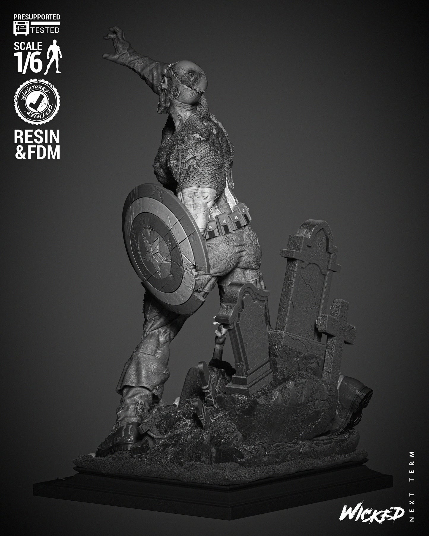 Captain America Zombie Statue