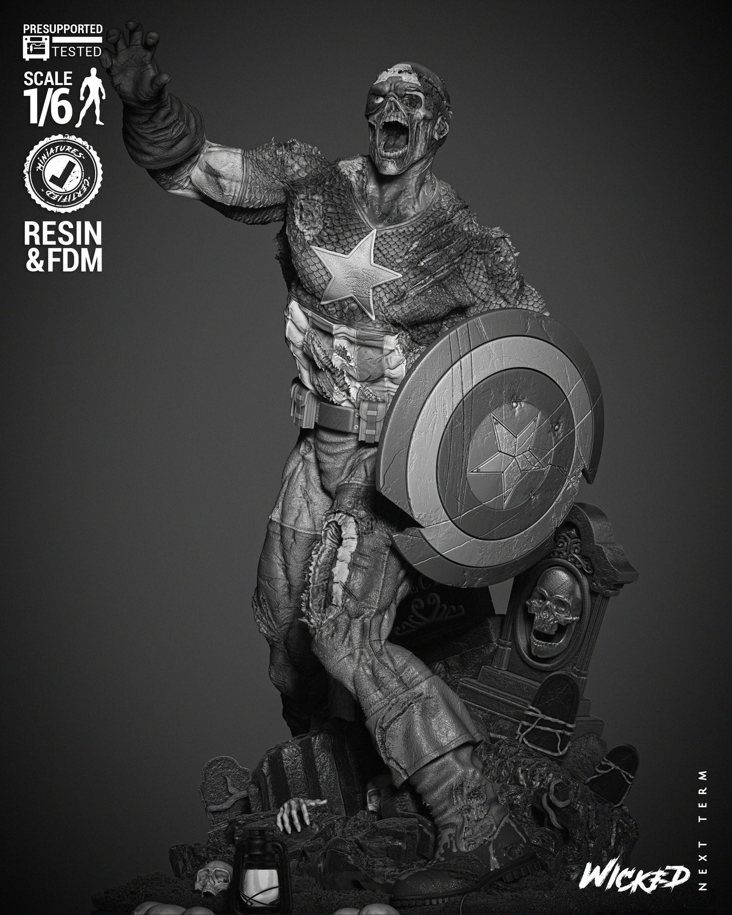 Captain America Zombie Statue