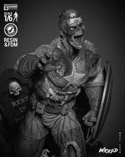 Captain America Zombie Statue