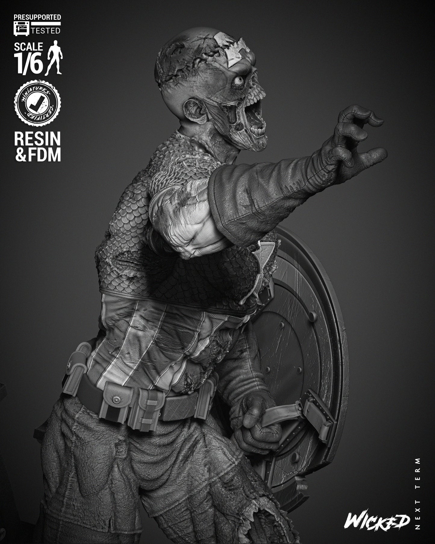 Captain America Zombie Statue