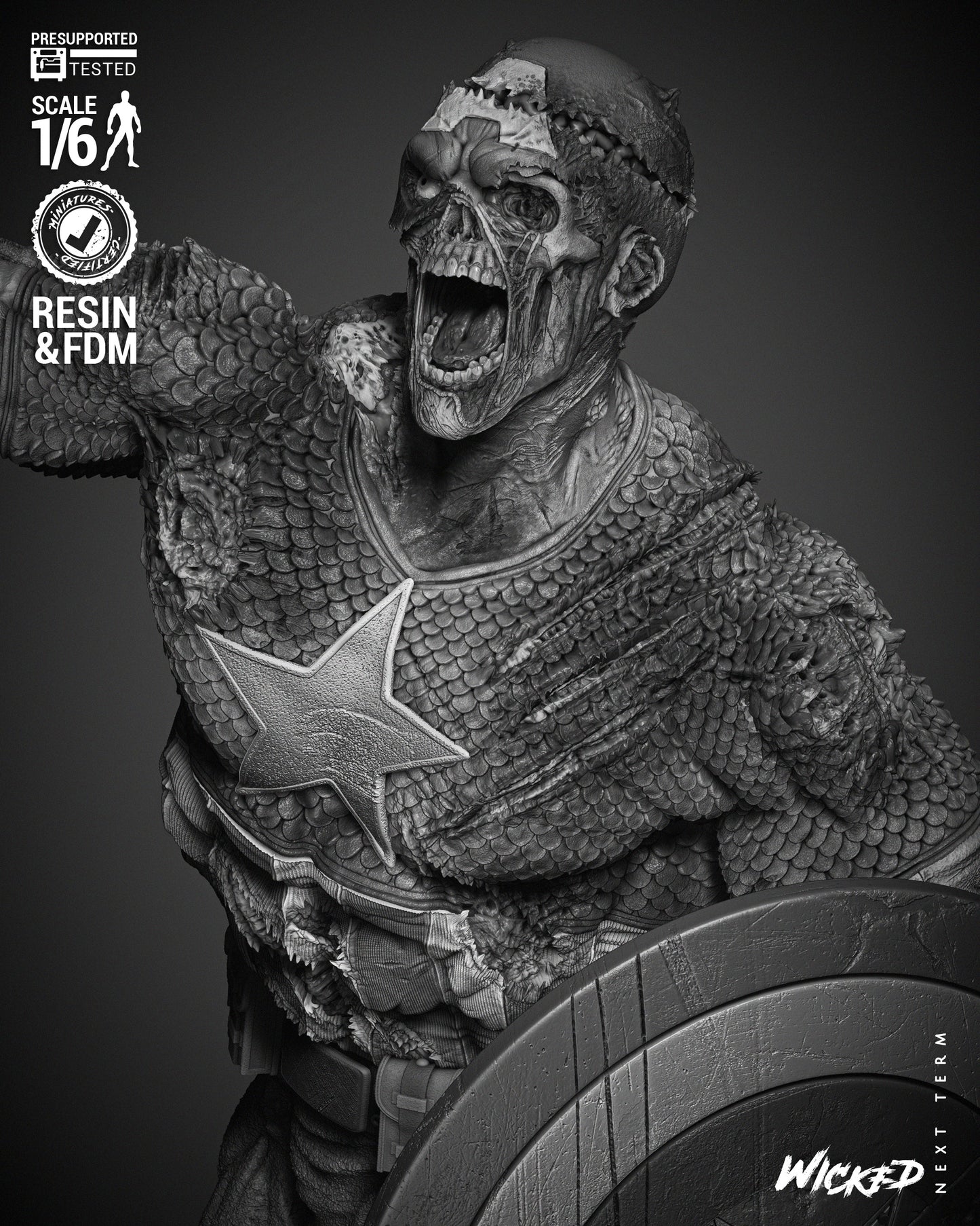 Captain America Zombie Statue