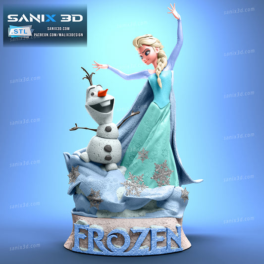 Elsa & Olaf Frozen Statue