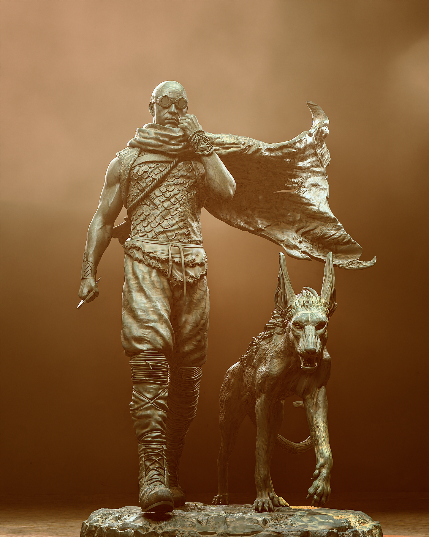 Riddick With Jackal Statue