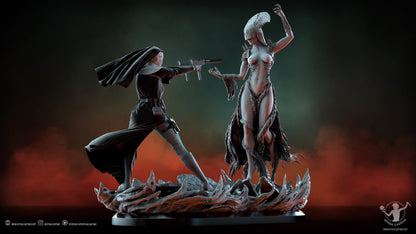 Sister Mary vs Lady Sin Statue