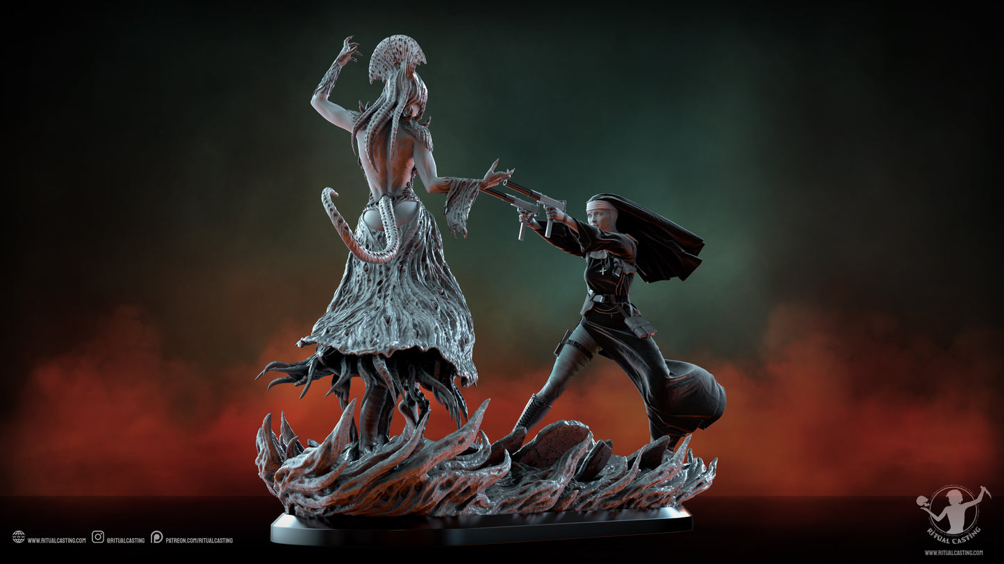 Sister Mary vs Lady Sin Statue